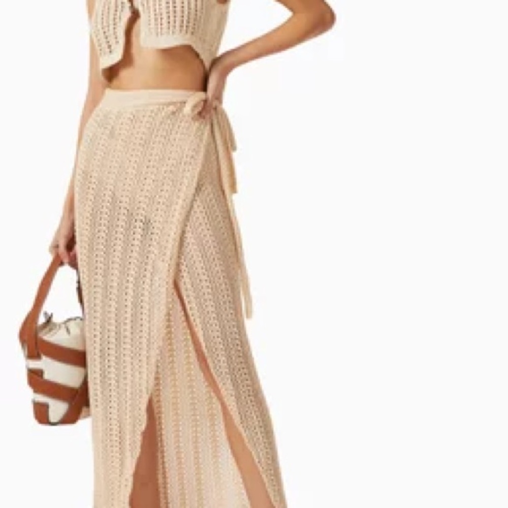 Savannah Morrow Kirra crocheted Pima cotton maxi wrap skirt M/L